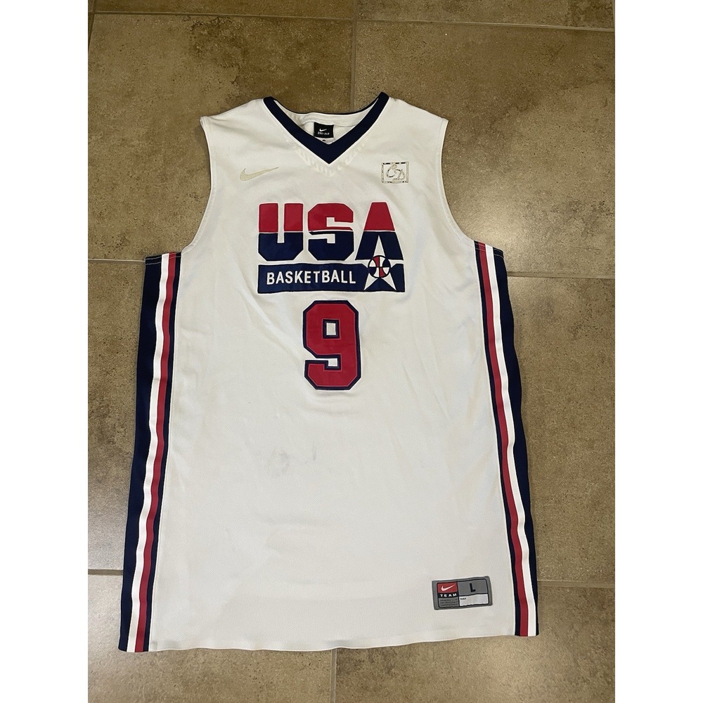 VTG Nike Michael Jordan Team USA Olympics Mens Sz L Stitched Jersey Chuck Daly